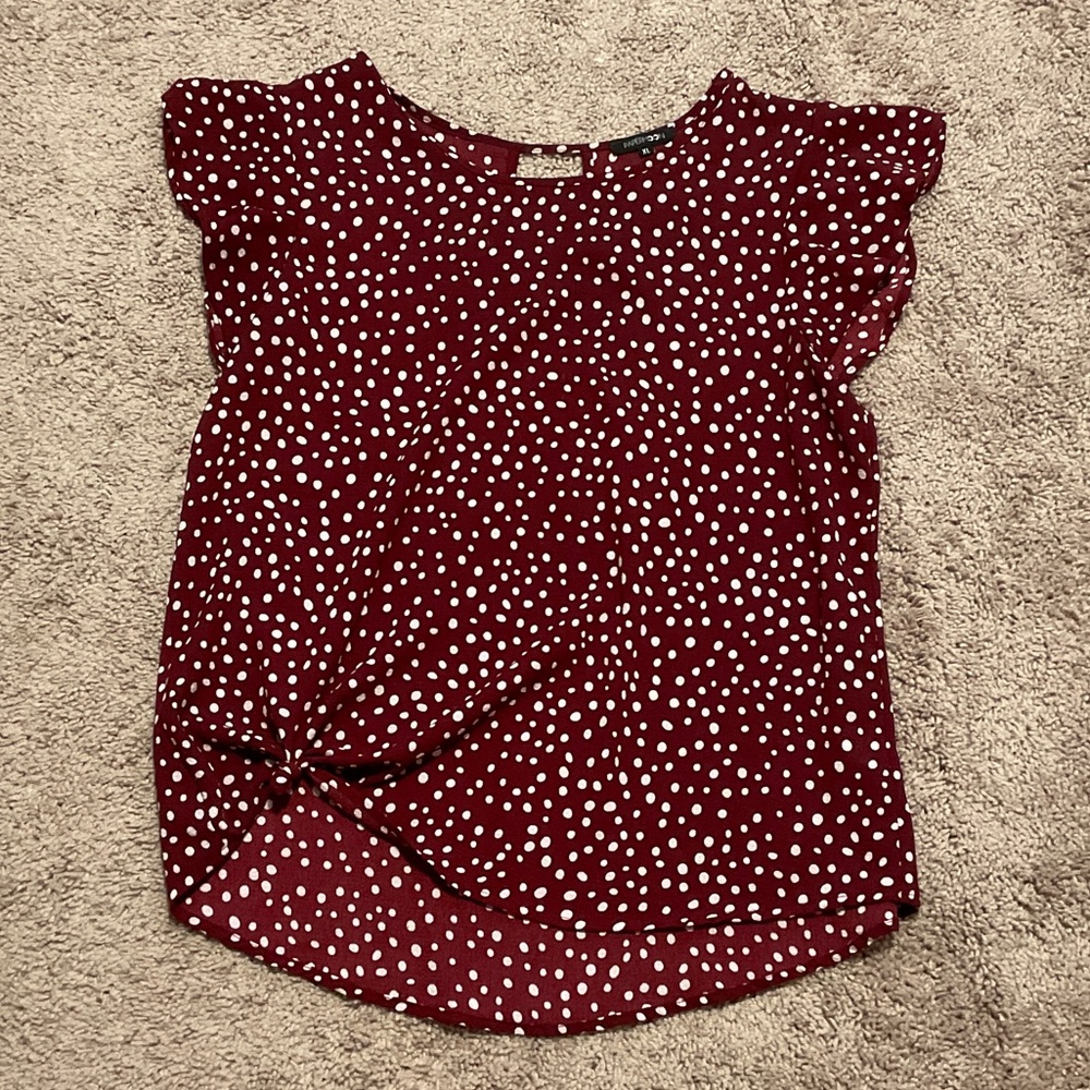 Papermoon Burgundy and White Polka Dot Blouse